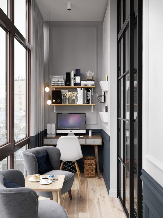 escritório pequeno em casa, simples e moderno